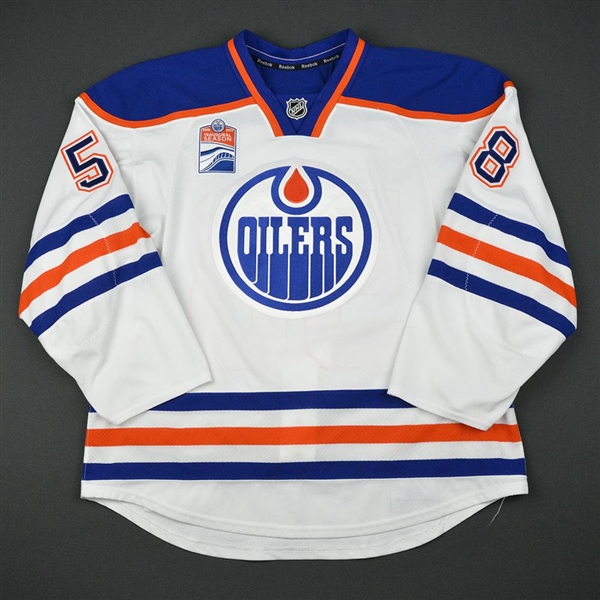 Bauer, Lane<br>White Set 1 w/ Rogers Place Inaugural Season Patch - Training Camp Only<br>Edmonton Oilers 2016-17<br>#58 Size: 56