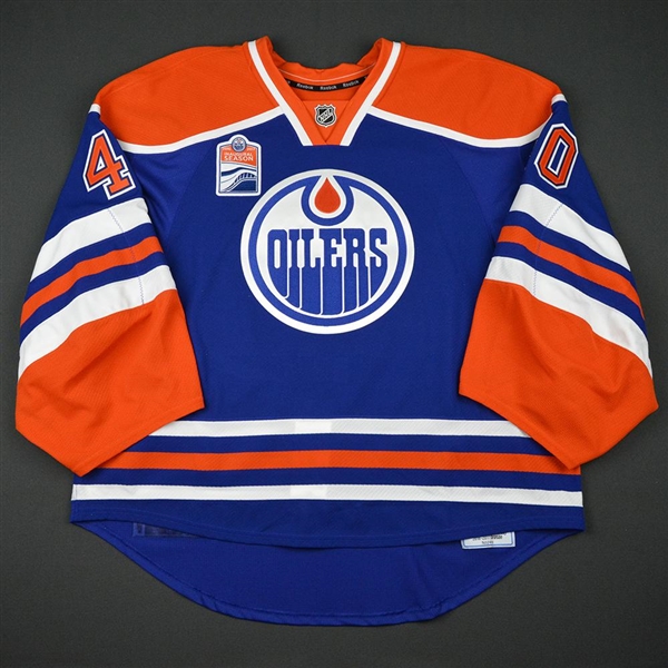 Bouchard, Keven<br>Blue Set 1 w/ Rogers Place Inaugural Season Patch - Game-Issued (GI)<br>Edmonton Oilers 2016-17<br>#40 Size: 58G