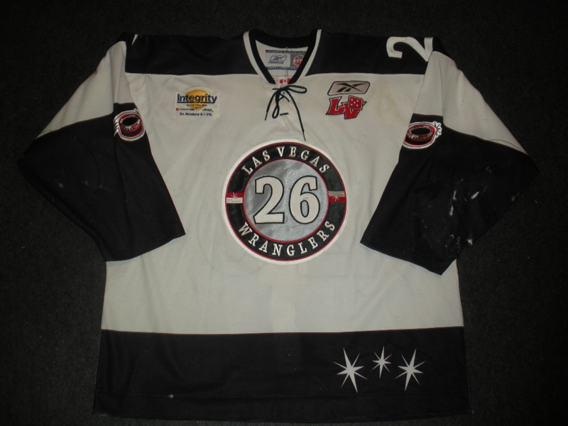 Limpright, Shawn<br>White Set 1 (w/A removed)<br>Las Vegas Wranglers 2007-08<br>#26 Size: 56