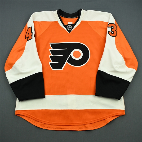 Bourdon, Marc-Andre<br>Orange Set 1 - NHL Debut 11/21/11<br>Philadelphia Flyers 2011-12<br>#43 Size: 56