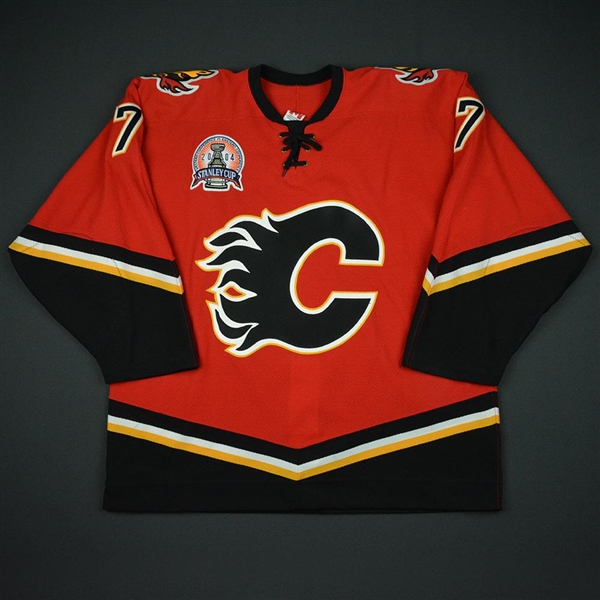Kobasew, Chuck * <br>Red Set 1 - Stanley Cup Final - Worn in Games 3 and 4<br>Calgary Flames 2003-04<br>#7 Size: 54