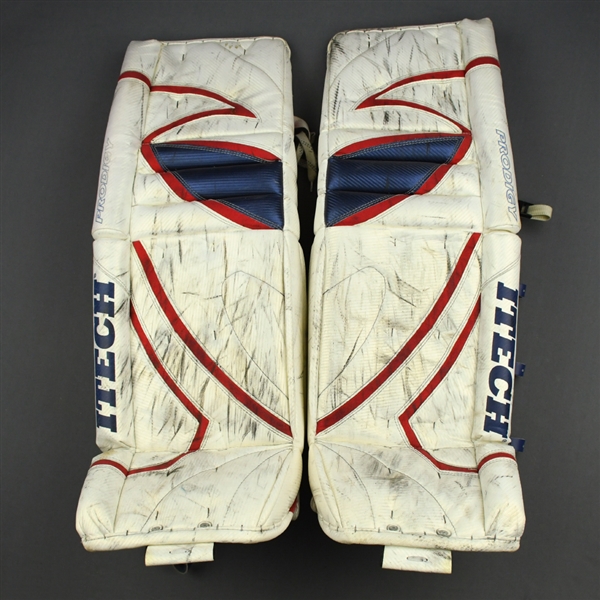 Valiquette, Steve<br>Itech Prodigy White Goalie Pads<br>Hartford Wolf Pack 2003-05<br>#40 