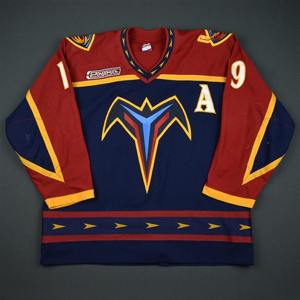 Emerson, Nelson * <br>Blue w/A and NHL 2000 patch<br>Atlanta Thrashers 1999-00<br>#19 Size: 54