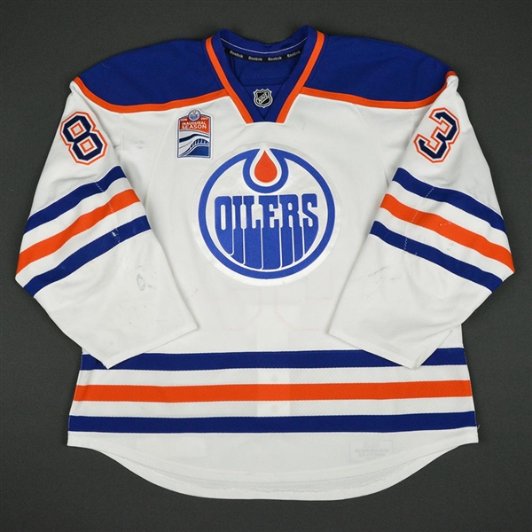 Benning, Matthew<br>White Set 1 w/ Rogers Place Inaugural Season Patch - NHL Debut<br>Edmonton Oilers 2016-17<br>#83 Size: 56