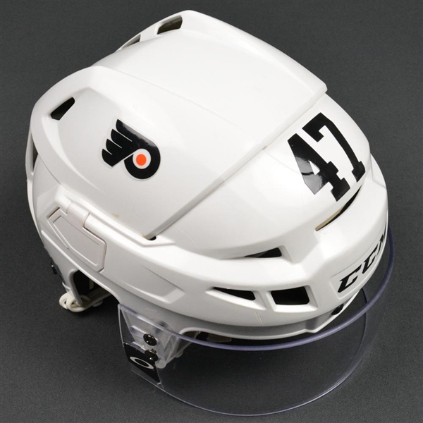 MacDonald, Andrew<br>White CCM Helmet w/Visor<br>Philadelphia Flyers 2015-16<br>#47 