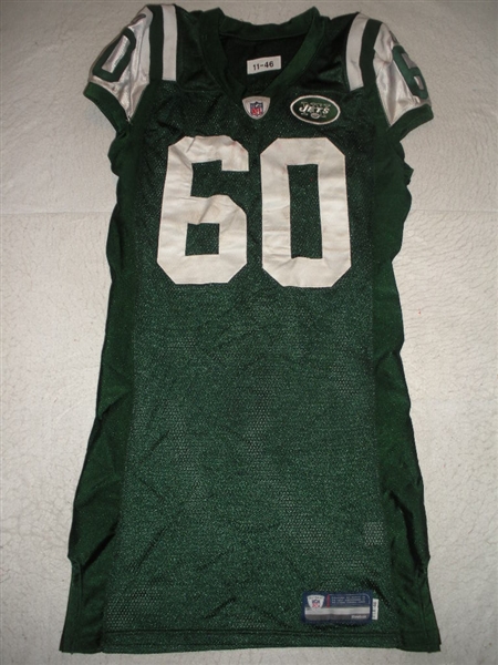 Ferguson, DBrickashaw<br>Green, worn Nov. 27, 2011 vs. Buffalo<br>New York Jets 2011<br>#60 Size: 46