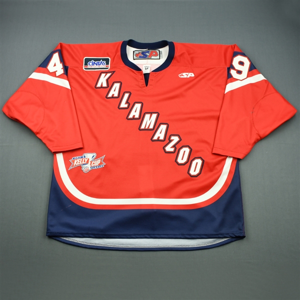 Thelen, A.J.<br>Red Kelly Cup Finals - Game 1 & 2<br>Kalamazoo Wings 2010-11<br>#49 Size: 58
