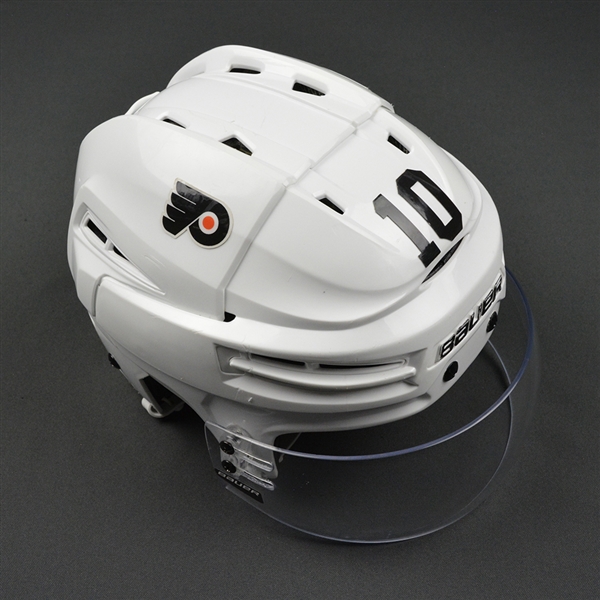 Schenn, Brayden<br>White Bauer Reakt Helmet<br>Philadelphia Flyers 2016-17<br>#10 Size: Medium