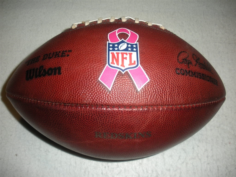 Game-Used Football<br>Game-Used Football from October 12, 2014 vs. Arizona Cardinals w/Breast Cancer Awareness Ribbon<br>Washington Redskins 2014