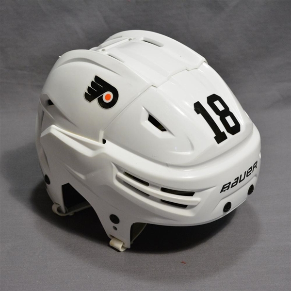 Umberger, R.J.<br>White Bauer Helmet<br>Philadelphia Flyers 2014-15<br>#18 Size: Medium