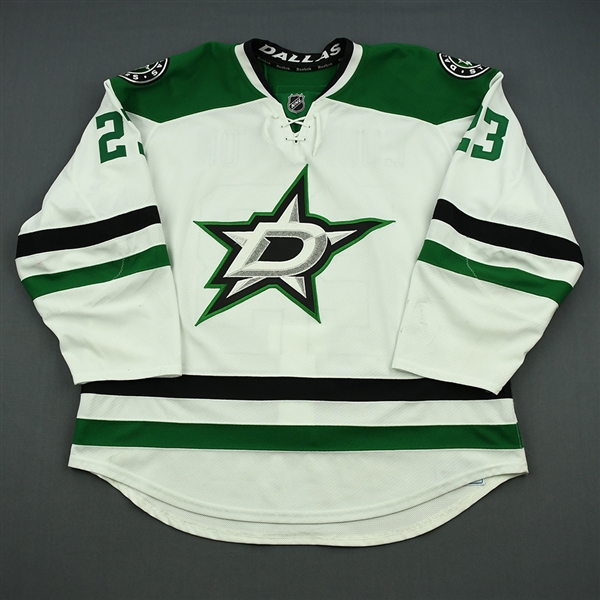 Connauton, Kevin * <br>White Set 1 - First NHL Goal and First NHL Assist - Photo-Matched<br>Dallas Stars 2013-14<br>#23 Size: 58