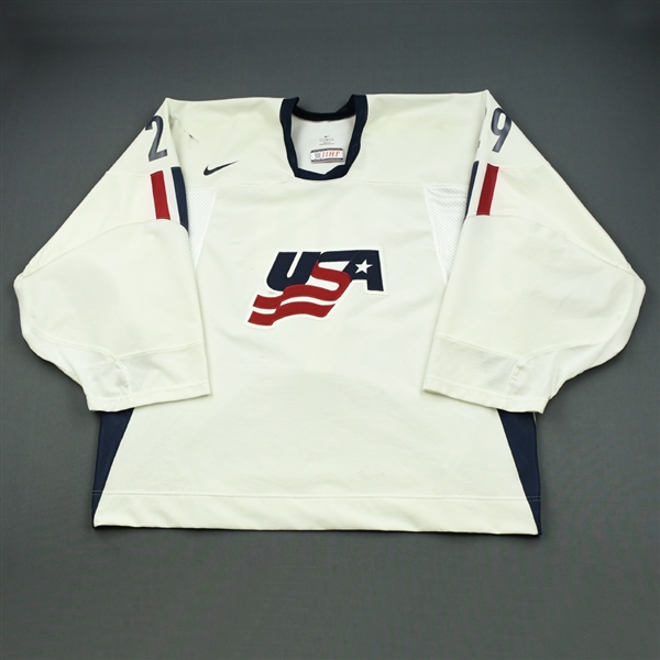 DiPietro, Rick - NOBR * <br>White - Olympics - worn 2/19/06 vs. Sweden - Photo-Matched<br>Team USA 2006<br>#29 