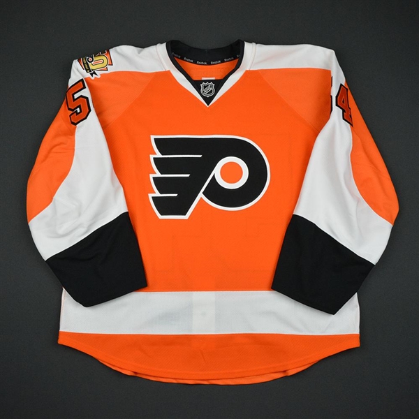 Carey, Greg<br>Orange Set 1 w/ 50th Anniversary Patch - Game-Issued (GI)<br>Philadelphia Flyers 2016-17<br>#54 Size: 56