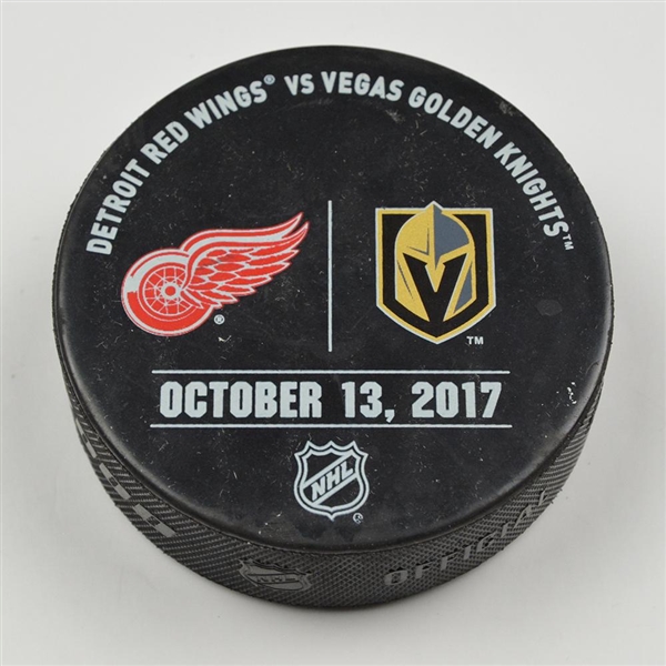 Vegas Golden Knights Warmup Puck<br>October 13, 2017 vs. Detroit Red Wings<br>Vegas Golden Knights 2017-18<br>
