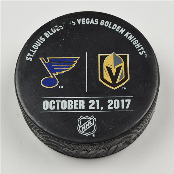 Vegas Golden Knights Warmup Puck<br>October 21, 2017 vs. St. Louis Blues<br>Vegas Golden Knights 2017-18<br>