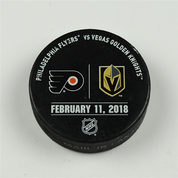 Vegas Golden Knights Warmup Puck<br>February 11, 2018 vs. Philadelphia Flyers<br> 2017-18