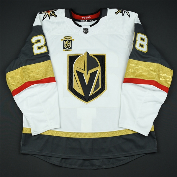 Carrier, William <br>White Set 3 w/ Inaugural Season Patch - Game-Issued (GI)<br>Vegas Golden Knights 2017-18<br>#28 Size: 56