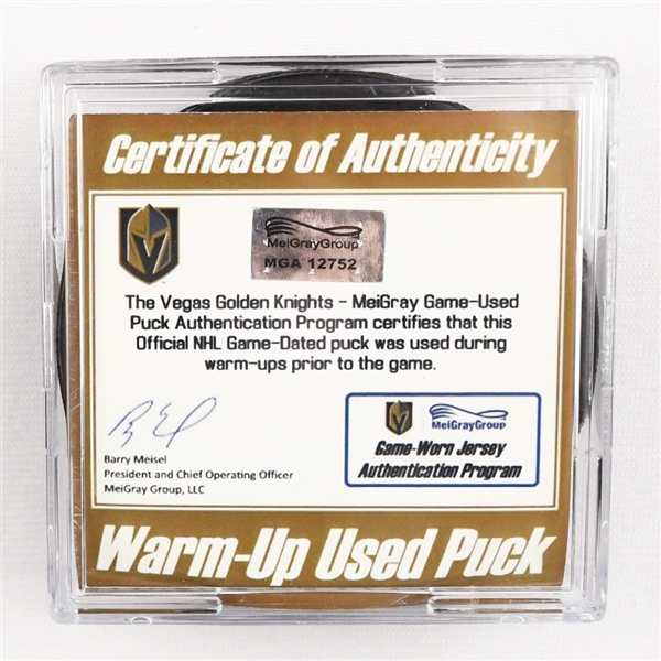 Vegas Golden Knights Warmup Puck<br>2018 Stanley Cup Final, Game 5  - June 7, 2018 vs. Washington Capitals<br> 2017-18