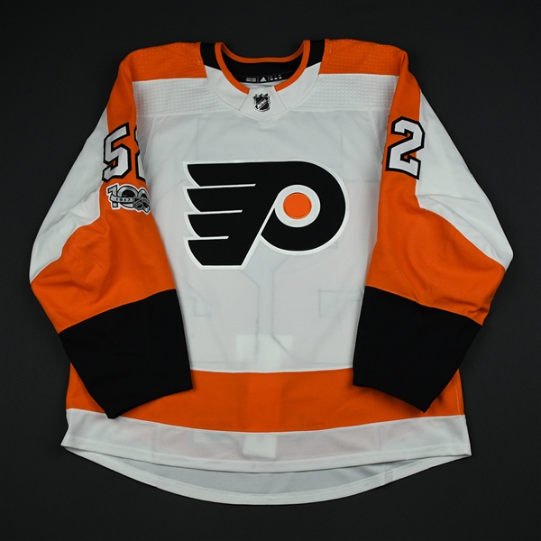 Carey, Greg<br>White Set 1 w/ NHL Centennial Patch - Game-Issued (GI)<br>Philadelphia Flyers 2017-18<br>#52 Size: 54