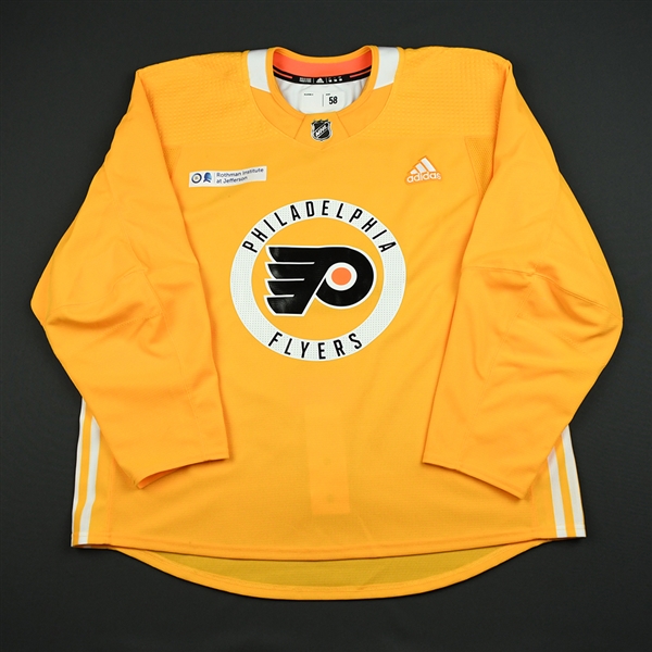 adidas<br>Yellow Practice Jersey w/ Rothman Institute at Jefferson Patch<br>Philadelphia Flyers 2017-18<br> Size: 58