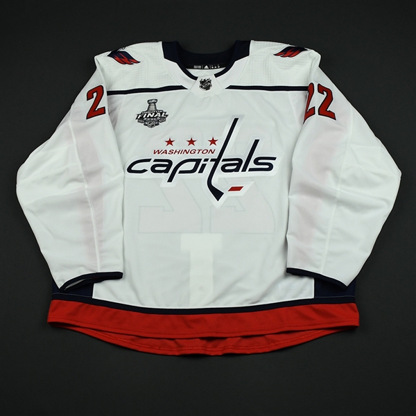 Bowey, Madison<br>White Stanley Cup Final Set 1 - Game-Issued (GI)<br>Washington Capitals 2017-18<br>#22 Size: 58