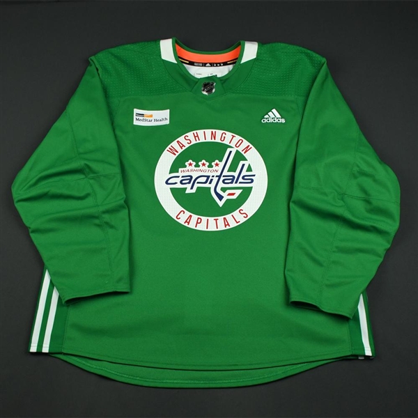 adidas<br>Green Practice Jersey w/ MedStar Health Patch<br>Washington Capitals 2017-18<br> Size: 58