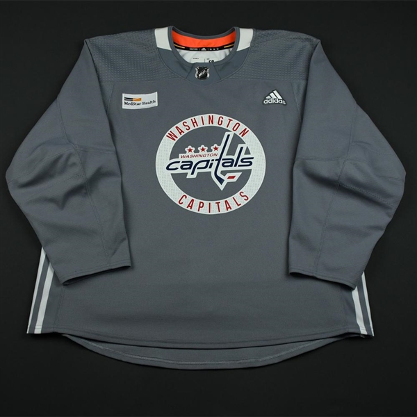 adidas<br>Gray Practice Jersey w/ MedStar Health Patch<br>Washington Capitals 2017-18<br> Size: 58