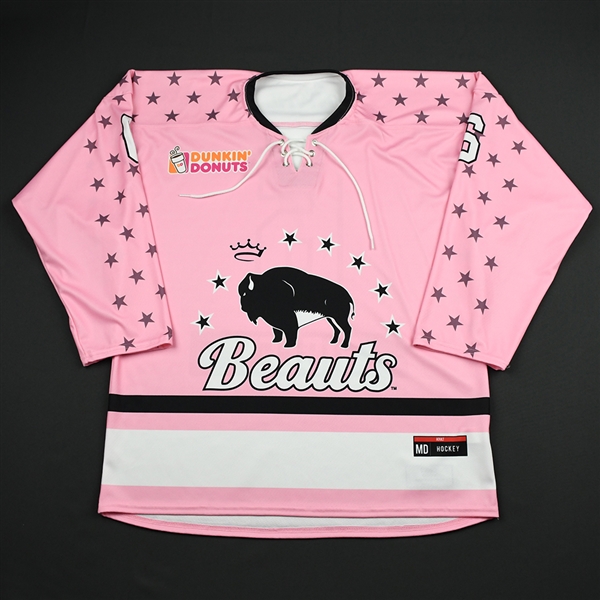 Sibley, Jessica<br>Strides for the Cure (Game-Issued) - January 20, 2018 vs. Connecticut Whale<br>Buffalo Beauts 2017-18<br>#6 Size: MD