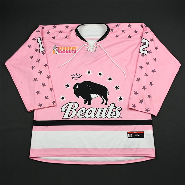 Vint, Rebecca<br>Strides for the Cure - Worn January 20, 2018 vs. Connecticut Whale<br>Buffalo Beauts 2017-18<br>#12 Size: MD