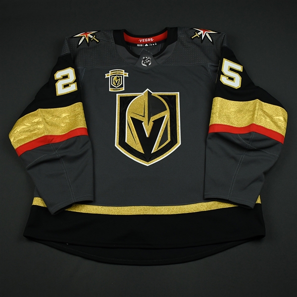 Matteau, Stefan <br>Gray Stanley Cup Playoffs w/ Inaugural Season Patch - Game-Issued (GI)<br>Vegas Golden Knights 2017-18<br>#25 Size: 58