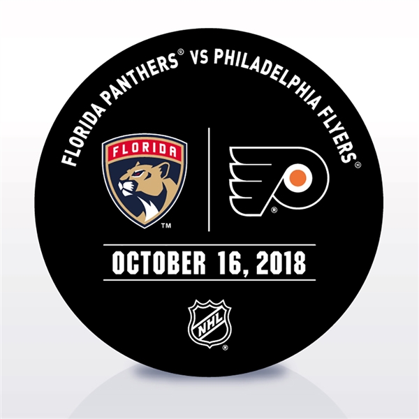 Philadelphia Flyers Warmup Puck<br>October 16, 2018 vs. Florida Panthers<br>Philadelphia Flyers 2018-19<br> 