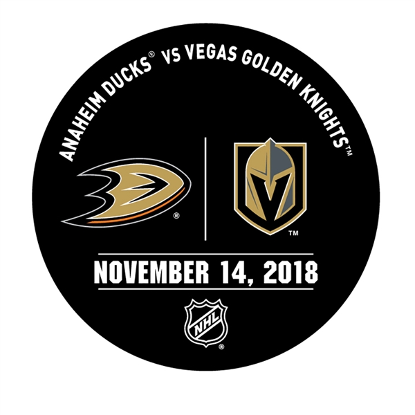 Vegas Golden Knights Warmup Puck<br>November 14, 2018 vs. Anaheim Ducks<br> 2018-19