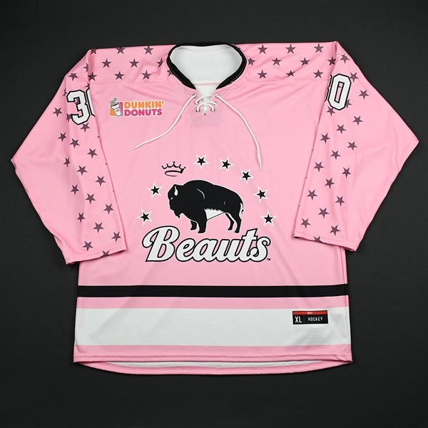 NNOB (No Name On Back)<br>Strides for the Cure (Game-Issued) - January 20, 2018 vs. Connecticut Whale<br>Buffalo Beauts 2017-18<br>#30 Size: XL