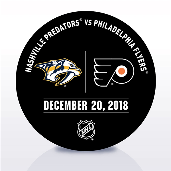 Philadelphia Flyers Warmup Puck<br>December 20, 2018 vs. Nashville Predators<br>Philadelphia Flyers 2018-19<br> 