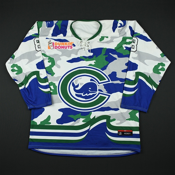 Babstock, Kelly<br>Military Appreciation - Worn February 25, 2018 vs. Boston Pride<br>Connecticut Whale 2017-18<br>#8 Size: LG