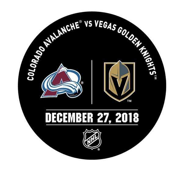 Vegas Golden Knights Warmup Puck<br>December 27, 2018 vs. Colorado Avalanche<br> 2018-19