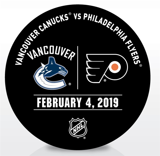 Philadelphia Flyers Warmup Puck<br>February 4, 2019 vs. Vancouver Canucks<br>Philadelphia Flyers 2018-19<br>2000th Franchise Win