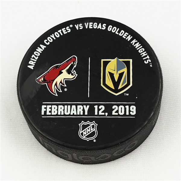 Vegas Golden Knights Warmup Puck<br>February 12, 2019 vs. Arizona Coyotes<br> 2018-19