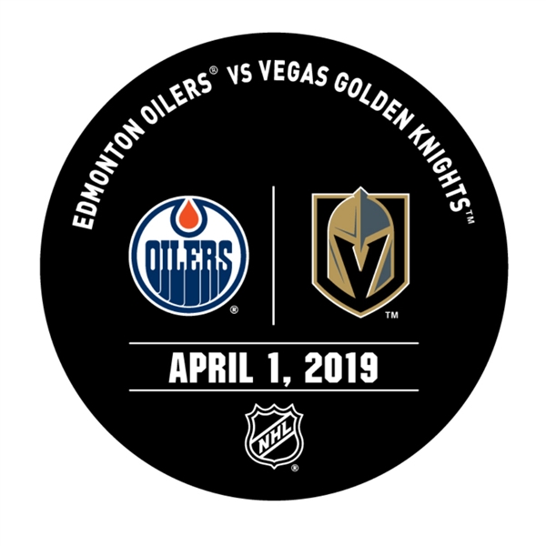 Vegas Golden Knights Warmup Puck<br>April 1, 2019 vs. Edmonton Oilers<br> 2018-19