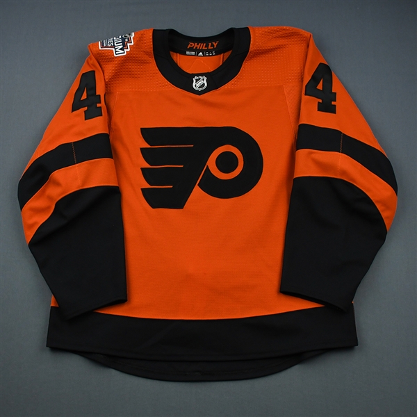 Lehtera, Jori<br>Orange - Stadium Series - Period 2 - Game-Issued (GI)<br>Philadelphia Flyers 2018-19<br>#44 Size: 54