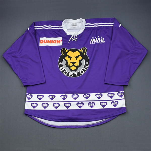 Fratkin, Kaleigh<br>Purple DIFD Warm-Up Jersey - March 2, 2019 vs. Minnesota Whitecaps (Autographed)<br>Boston Pride 2018-19<br>#13 Size: LG