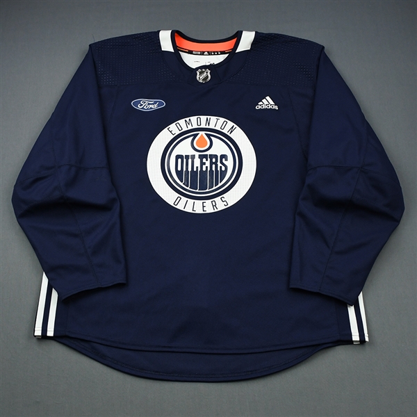 adidas<br>Navy Practice Jersey w/ Ford Patch <br>Edmonton Oilers 2018-19<br> Size: 58
