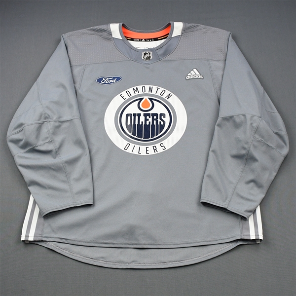 adidas<br>Gray Practice Jersey w/ Ford Patch <br>Edmonton Oilers 2018-19<br># Size: 56