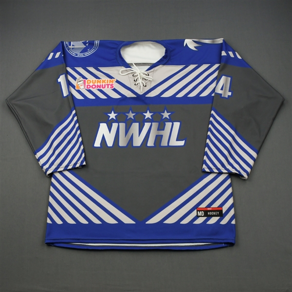 Dempsey, Jillian *<br>Blue Team NWHL Exhibition Set - Worn January 13 and 15, 2018 vs. Team USA<br>Team NWHL 2017-18<br>#14 Size: MD