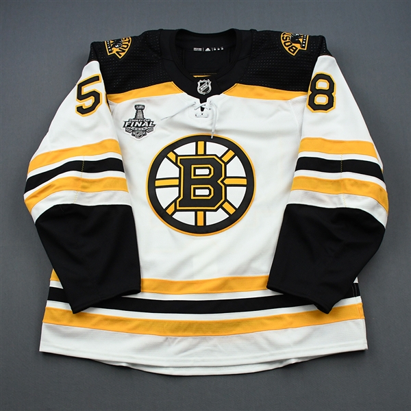 Vaakanainen, Urho<br>White Stanley Cup Final Set 1 - Game-Issued (GI)<br>Boston Bruins 2018-19<br>#58 Size: 56