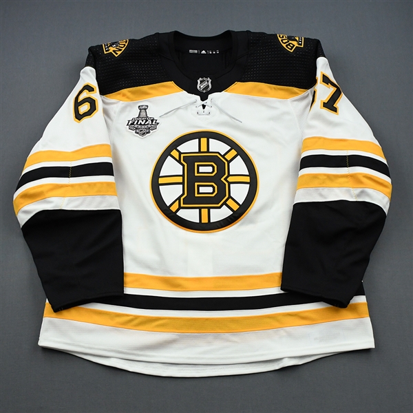 Zboril, Jakub<br>White Stanley Cup Final Set 1 - Game-Issued (GI)<br>Boston Bruins 2018-19<br>#67 Size: 56