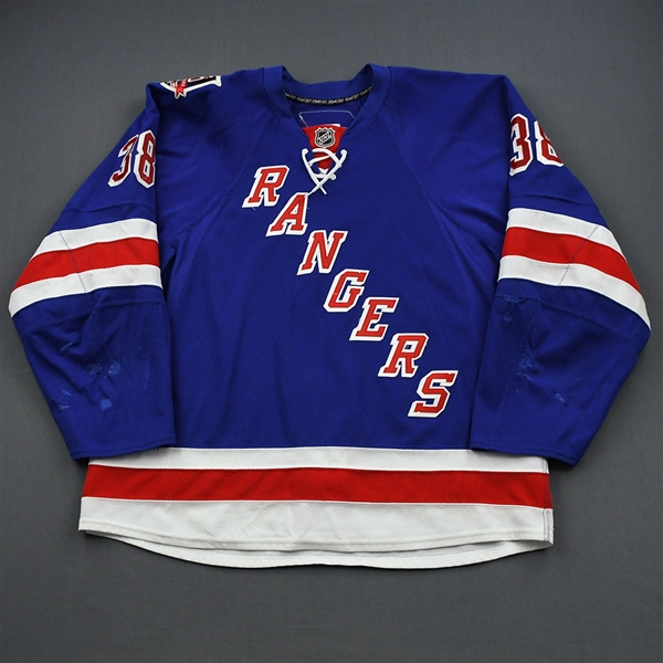 Sauer, Michael *<br>Blue w/ 85th Anniversary Patch - Worn October 2010 - December 2010<br>New York Rangers 2010-11<br>38 Size: 58