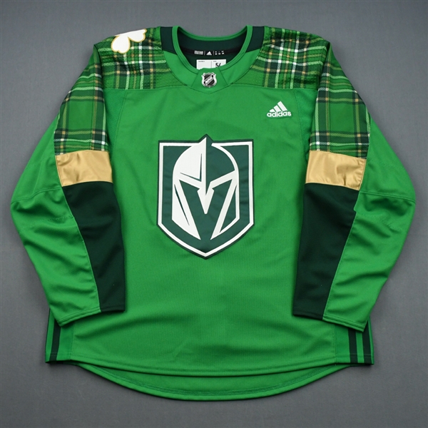 Blank - No Name or Number<br>Green "St. Patricks Day" Warm-Up (Adidas adizero) <br>Vegas Golden Knights 2018-19<br> Size: 54