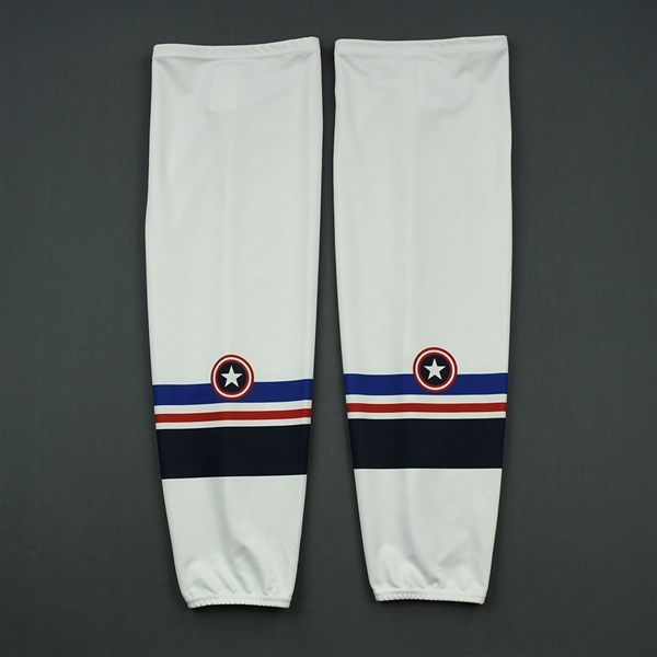 BLANK<br>White - Captain America - Game-Issued - Socks<br>Maine Mariners 2018-19<br> 