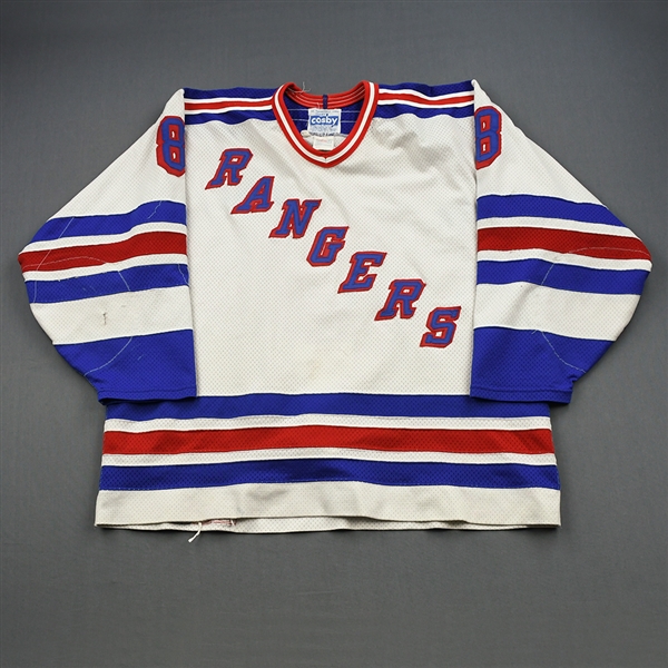 NNOB *<br>White w/60th Anniversary Patch<br>Binghamton Rangers 1995-96<br>#8 sz:52